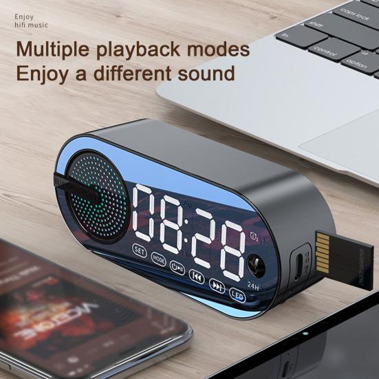 Портативная беспроводная колонка зеркальные часы с эффектом погружения, ослепительным стереозвуком, усиленными басами, совместимая с Bluetooth