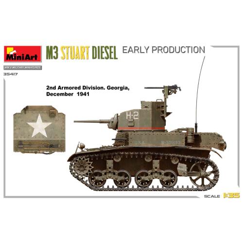 Miniart 1/35 M3 Стюарт Ранний Дизель Пластиковая Модель MA35417 (танк)