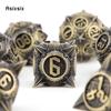 7 Pcs Yellow Meteor Hammer Metal Dice Solid Metal Polyhedral Dice Set Suitable for Role-Playing RPG  Board Game Card Game