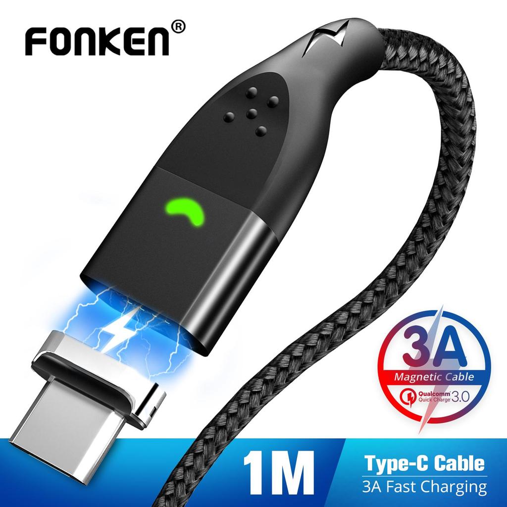 USB-кабель Fonken Micro Магнитный Магнит USB Type C Зарядный кабель для телефона 3A Быстрая зарядка для мобильного телефона Для iPhone