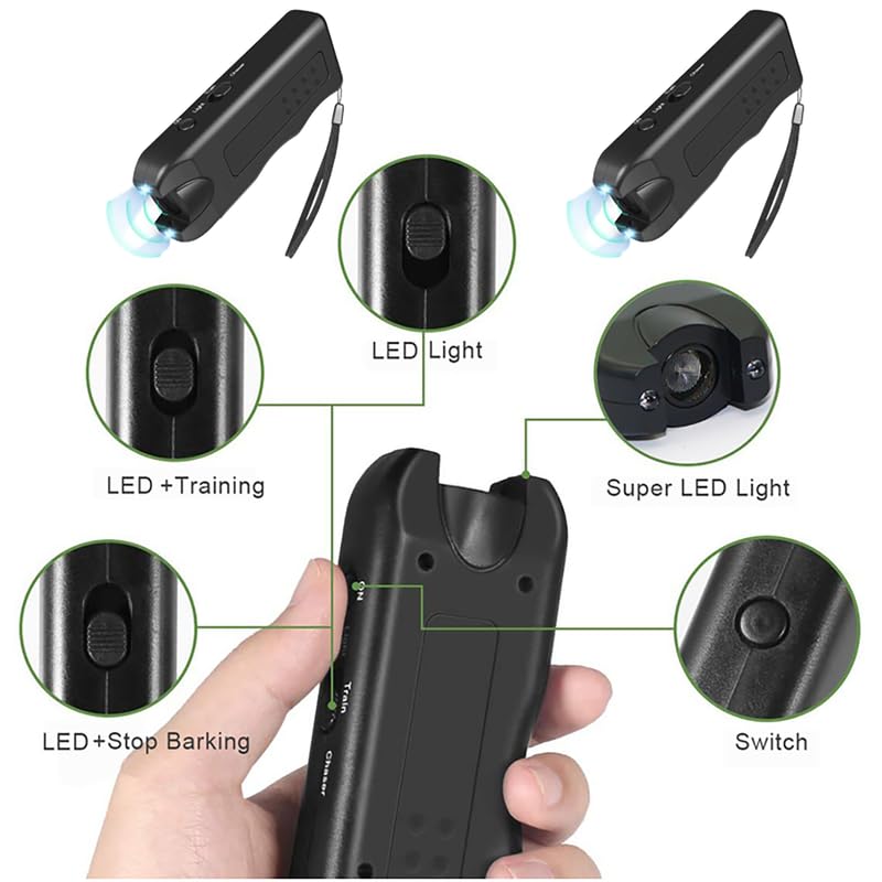 Portable Ultrasonic Dog Repeller Anti Barking Device With LED Light Pet Training Outdoor Chaser Deterrent For Cats Dogs