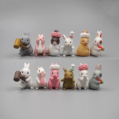 12 шт. милые мини-кролики, украшения, миниатюрные фигурки животных, зайцы, украшения для сада, аксессуары для микроландшафта