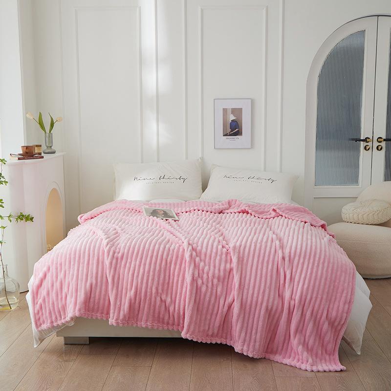 Роскошное толстое молочное бархатное одеяло из шерсти в широкий рубчик, осенне-зимнее толстое одеяло для детского сада и офисное одеяло для сна