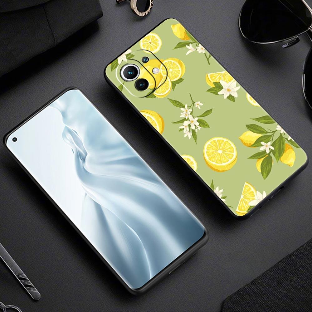 Чехол для телефона для Xiaomi Mi 15 14 13 12 11 Lite 14T 13T 12T 11T Pro Poco X6 X5 X3 Pro F6 F5 F4 Фрукты лимон Черный чехол