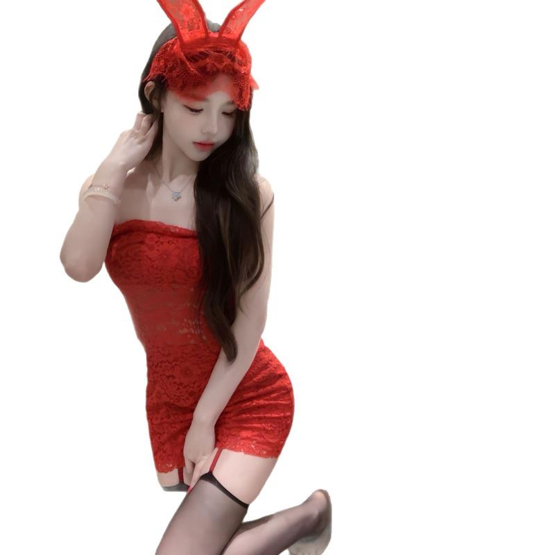 Сексуальное нижнее белье, сексуальные крольчихи, сексуальная юбка на бедрах, секс, веселье, красный топ-труба, платье чистого желания, пижама