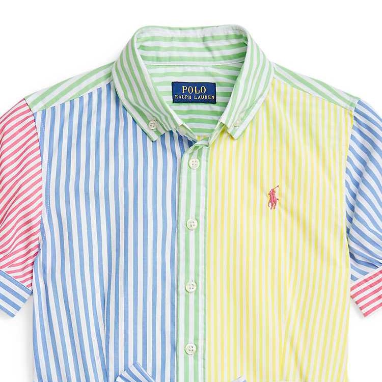 Polo Ralph Lauren Полосатое хлопковое платье-рубашка для детей, многоцветное CWPODRSG3D20992-999