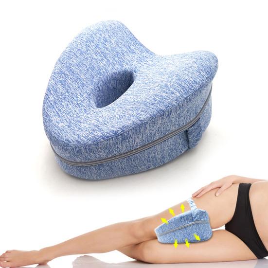 Leg Knee Pillow Memory Foam Leg Pillow with Elastic Strap Ergonomic Knee Cushion with Washable Cover for Side Sleepers Soothing Pain Relief