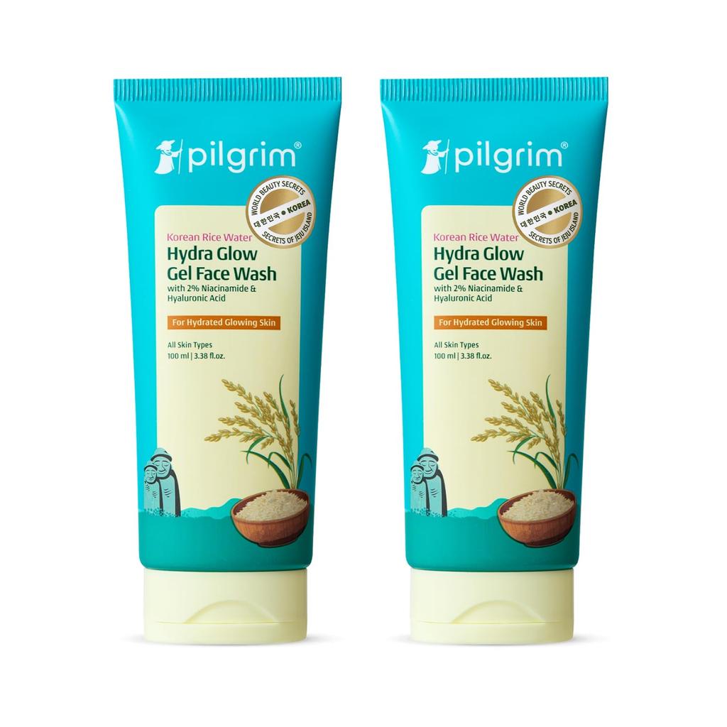 Pilgrim Korean Rice Water Hydra Glow Gel Face Wash,100ml Each (Pack of 2)