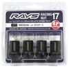 RAYS 17HEX Racing M12 X Part 74130000012BK Nuts, Non-Through Type, L35, 4-Piece, 1.5, Black, Number