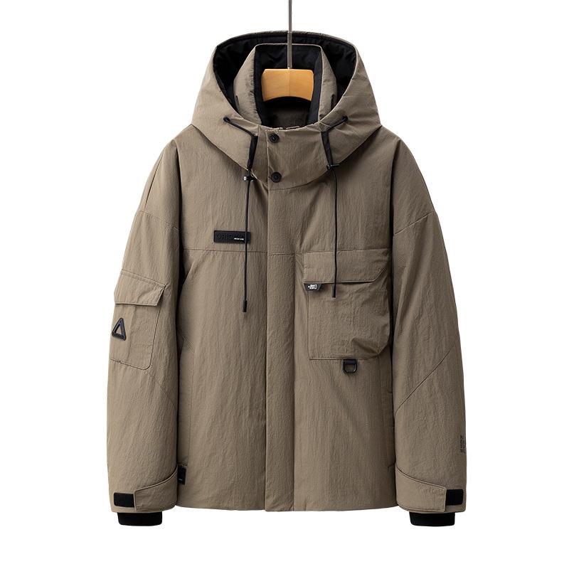 Winter New Tooling Hooded Down Jacket Men's Trendy Brand Loose Senior Men's Outdoor Warm Jacket
