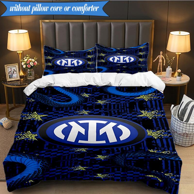 3PCS F.C. Internazionale Milano Printed Soft Bedding Set,Including 1pc Duvet Cover And 2pcs Pillowcases Perfect for Bedroom, Dormitory, Fan gift