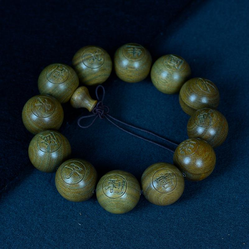 Браслет из 108 бусин из аргентинского зеленого сандала для мужчин и женщин - ручная работа, буддийская нить с прямым волокном.