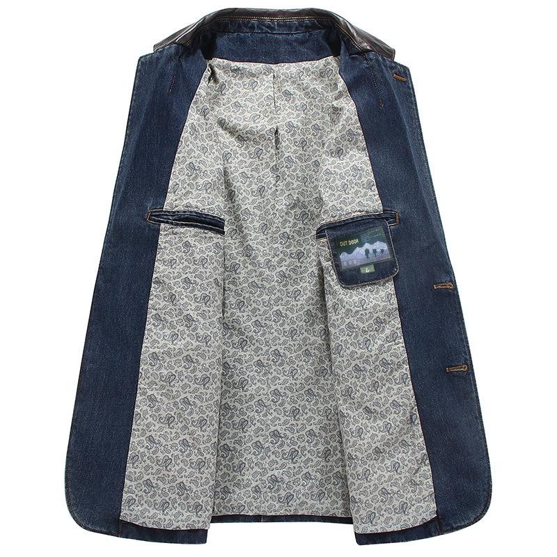 Повседневный джинсовый костюм, деловой костюм из чистого хлопка, мужская куртка