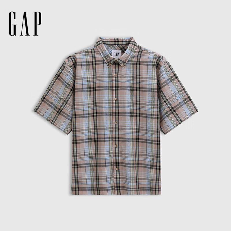 Gap Унисекс клетчатая повседневная рубашка с коротким рукавом