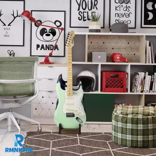 Multi-purpose Guitar Stand with 3-piece Storage, Wooden Floor-mounted Guitar Rack, Instrument Stand, and Guitar Holder for Studio, Home, and Stage Use