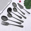 Mirror Black Tableware Stainless Steel Cutlery Set Salad Fork Spoon Service Spoon Soup Spoon Cake Shovel Kitchen Dinnerware Set