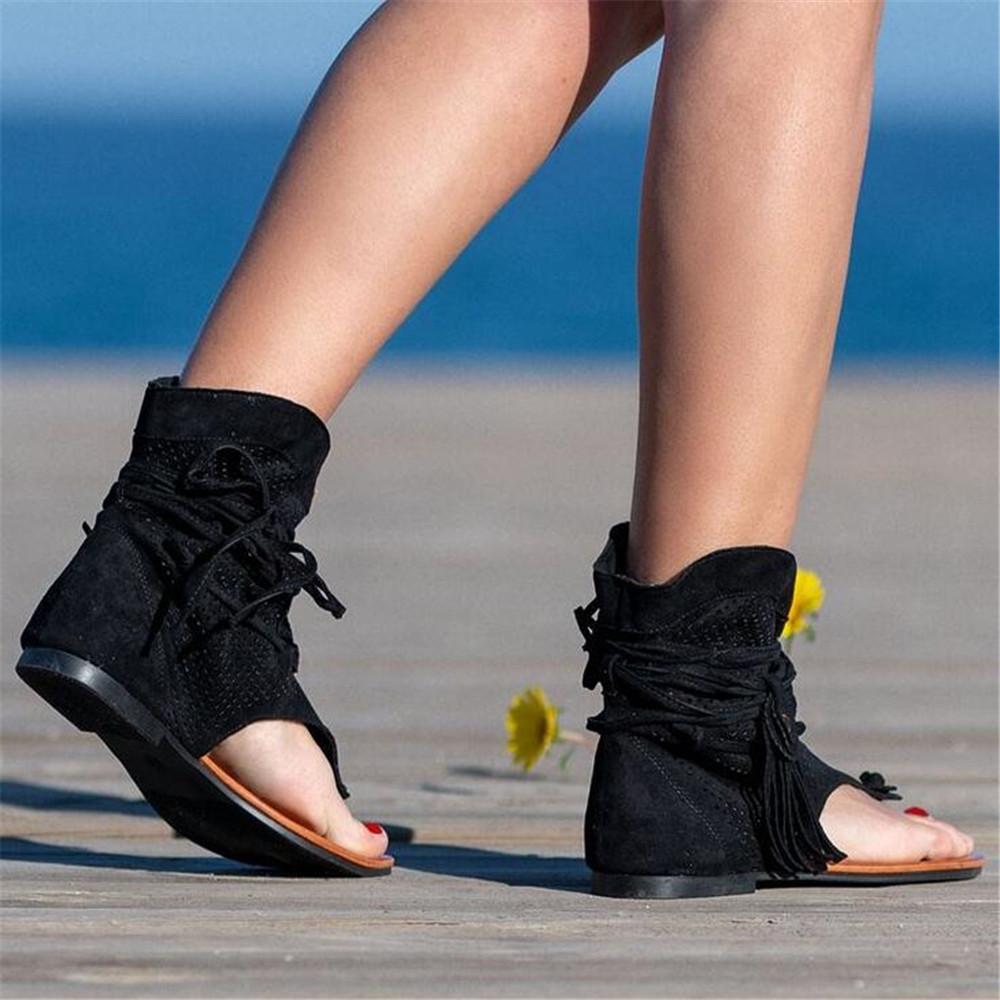 Женские сандалии, летние, отдельные, модные, плоские, женские, повседневные, дизайнерские, на платформе, с кисточками, с вырезами, большого размера