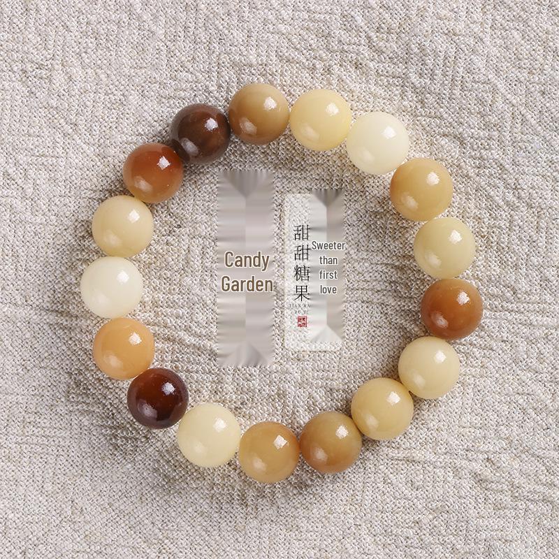Handcrafted Ancient-Style Bodhi Root Multi-Treasure Bracelet in Caramel