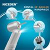 Стоматологический наконечник Nicenden с LED-подсветкой 45 градусов, высокоскоростной, с кнопочным зажимом, с одинарным водяным спреем, 45° воздушная турбина