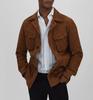 Мужская коричневая замшевая рубашка из натуральной кожи ручной работы, новая стильная повседневная модная