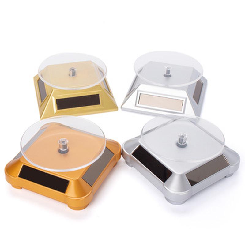 360 Degree Watch Stand Display Turntable Rotating Watch Jewelry Solar Display Stand Multicolor 3 LED Color Change Display Case