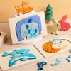 Wooden Puzzle Educational Montessori Animals Cartoon Early Learning Cognition Intelligence Game For Children Kids Toys Gift