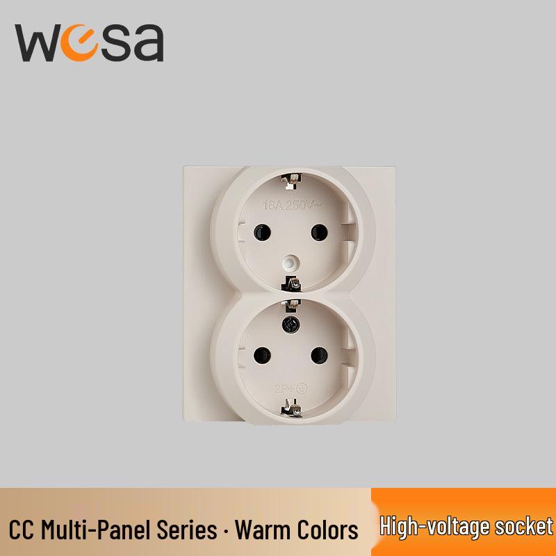WESA European Standard Multi-hole Socket Panel with Warm Colors, Flame Retardant Protection, and Simple European Style Switch