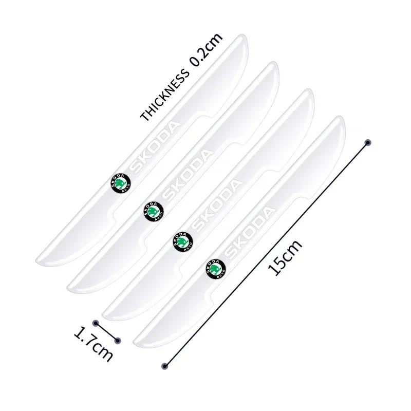 ONMS3 4pcs Car Door Side Edge Protective Transparent Sticker For Skoda Fabia Superb Yeti Octavia Rapid Kodiaq Mk3 A4 A6 A7 A5 Kamiq