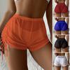 Women's Drawstring Swimwear Beach Shorts Mesh Bikini Cover Transparent Summer