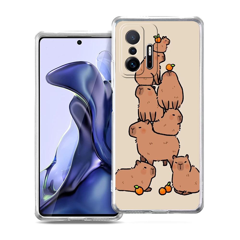 Мультяшный чехол для телефона с капибарой для Xiaomi Mi Poco F3 X3 X4 GT NFC M3 M4 11 Ultra 12 11X 11i Pro Lite 5G Мягкий прозрачный чехол