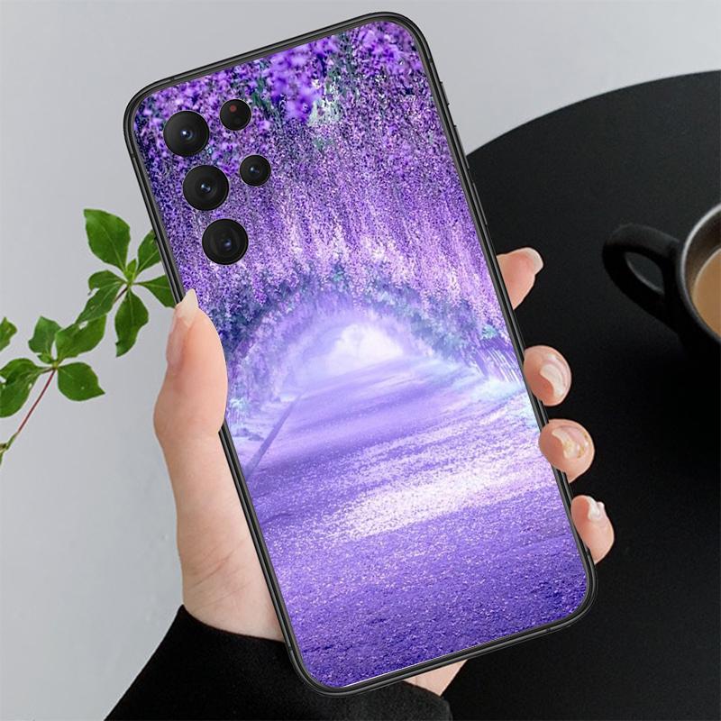 Фиолетовый чехол с цветами для Samsung A35 A55 A54 A15 A25 A05s A05 A22 A24 A52 A33 A34 M34 M14 M54 M23