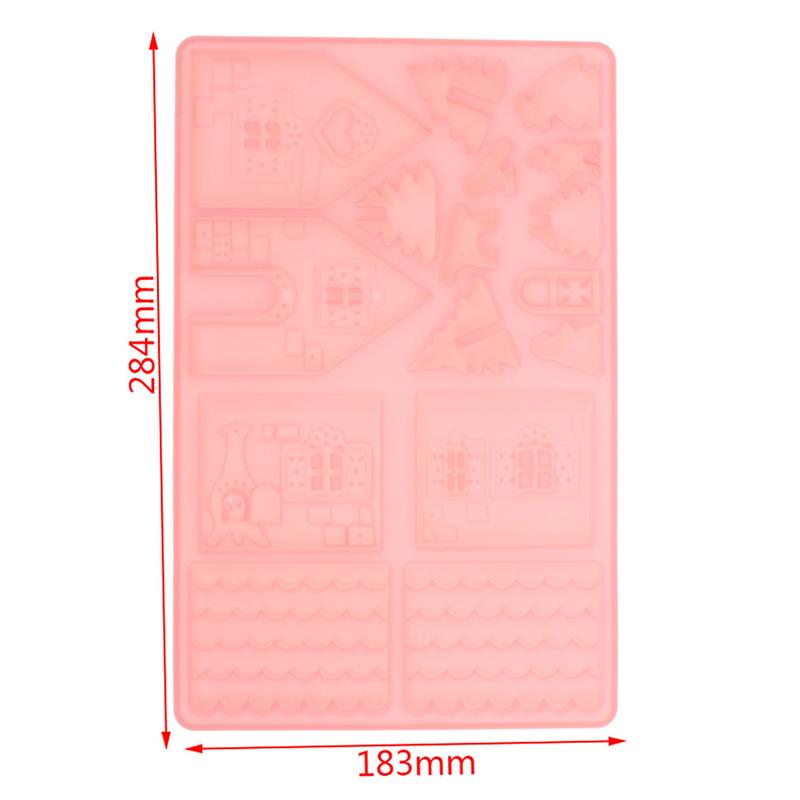 1Pc Building Block Christmas House Chocolate Mold Silicone Mould Gingerbread House Cookie Mold Cake Fudge Christmas Decoration