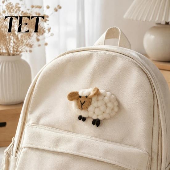 Felt Lamb Embellishments Wool Decoration, 3D Felted Sheep Decor, Handmade Animal Decor Accessory for Clothing Scarves Brooch Hats Bags DIY Crafts