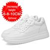 Men's Breathable Skate Sneakers - 10cm Invisible Lift, Thick Sole, White Casual Shoes