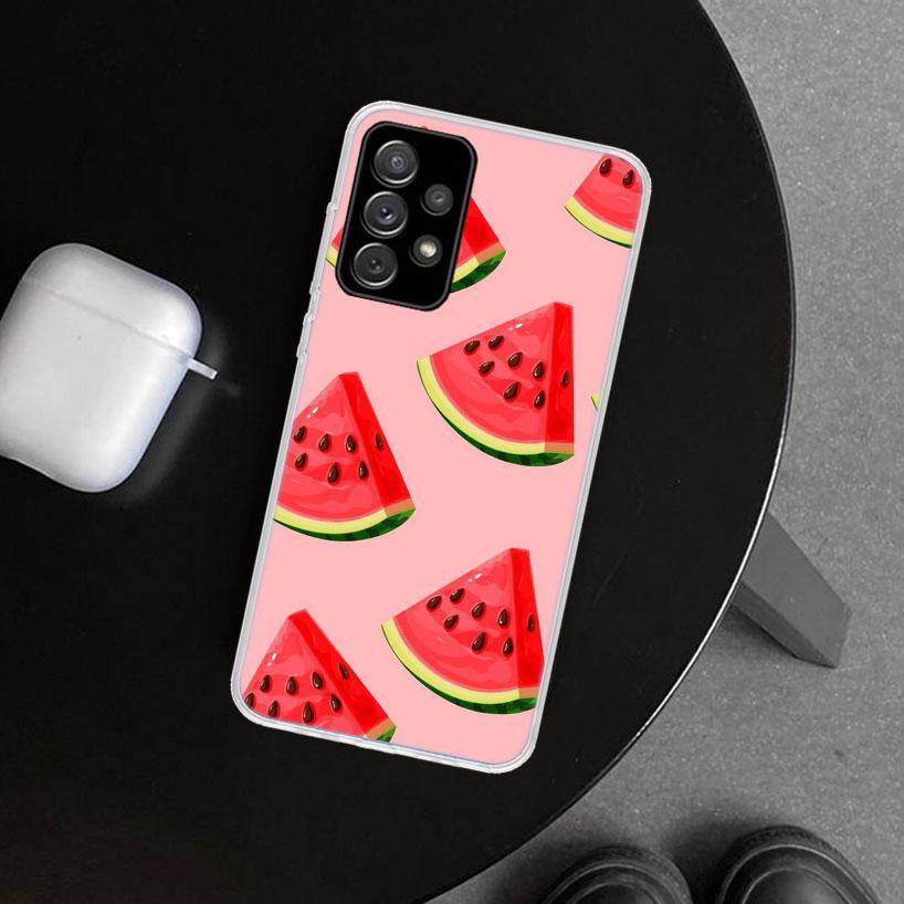 Летний Фруктовый Чехол-Бампер Арбуз для Samsung Galaxy A12 A22 A32 A52 A72 A02S A51 A50S A31 A20S A10S Note 20 Ultra 10 Plu
