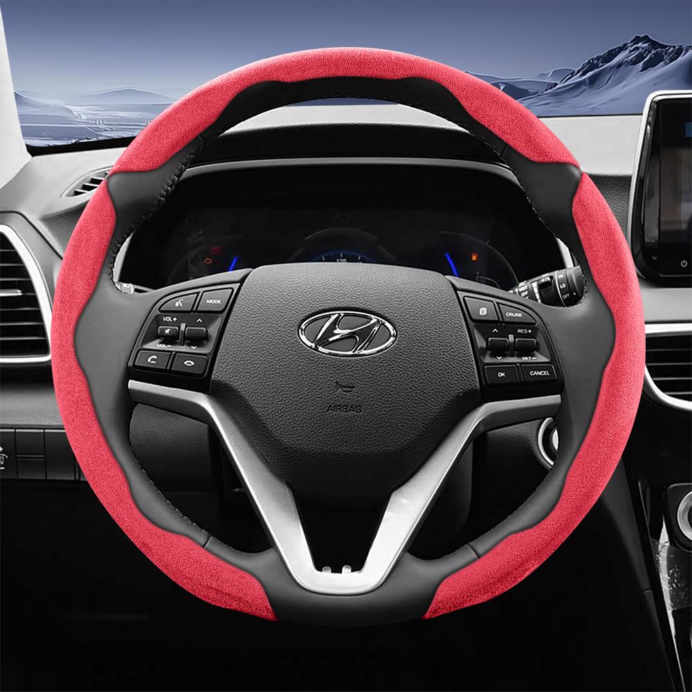 EEJQ9 Suitable for Hyundai Sport Suede Steering Wheel Cover with Split Snap-On Design for Tucson Elantra Avante I30 Sedan Alcazar Grand Creta I10 