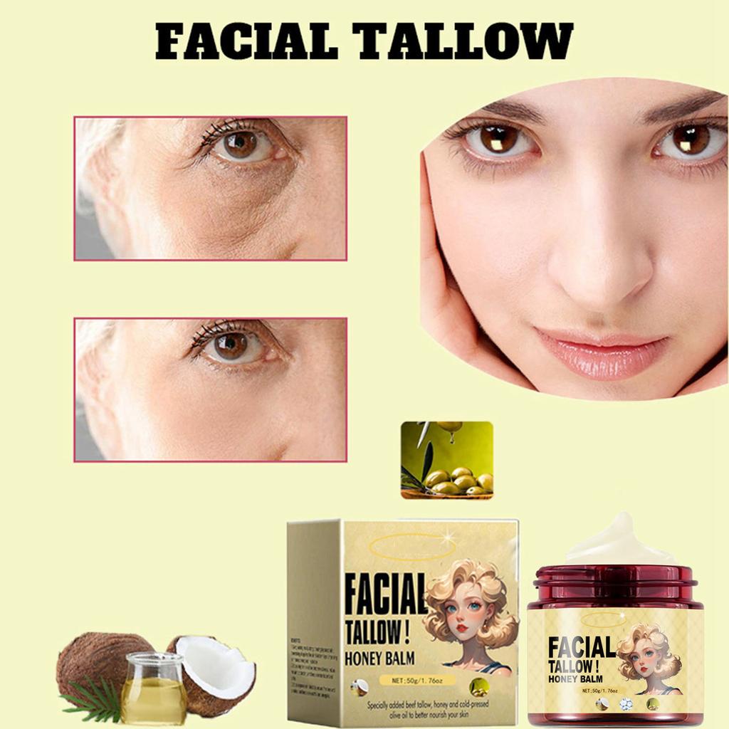 Tallow Moisturizer, Tallow Honey Moisturizer, Moisturizer, Skin Rejuvenation Moisturizer, Soothing Emollient Shea Butter, Free, 50g