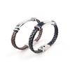 Мужской панк-браслет из нержавеющей стали и плетеной кожи