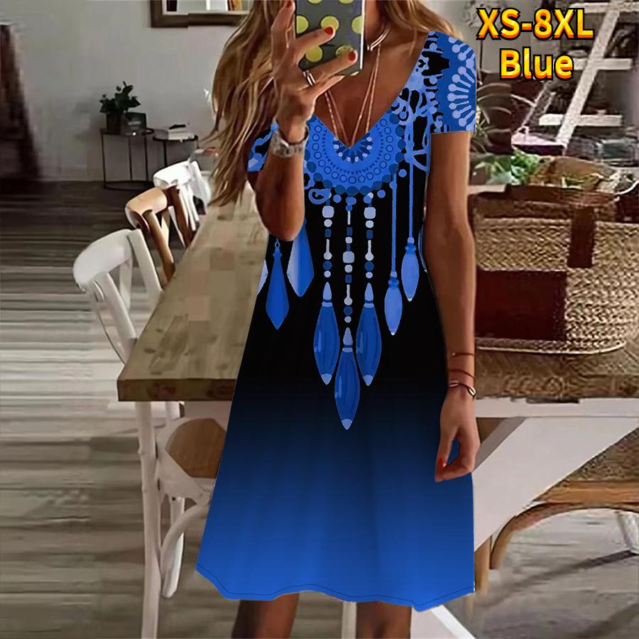 Летняя мода женская V-образным вырезом с коротким рукавом ледяное ожерелье с кристаллами платье с принтом секс-платье