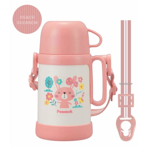 The-peacock Thermos Industry (The-peacock) Peacock Children's Water Bottle, 0.45L, Insulated, Hot & Cold, Vacuum Insulated, Cup-Style Drinking, Handle