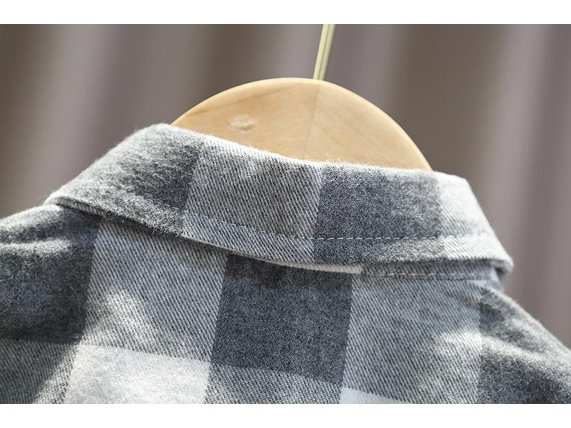 Рубашка в клетку с длинным рукавом для мальчиков — повседневный топ для младенцев и малышей на весну и осень 2023 г.