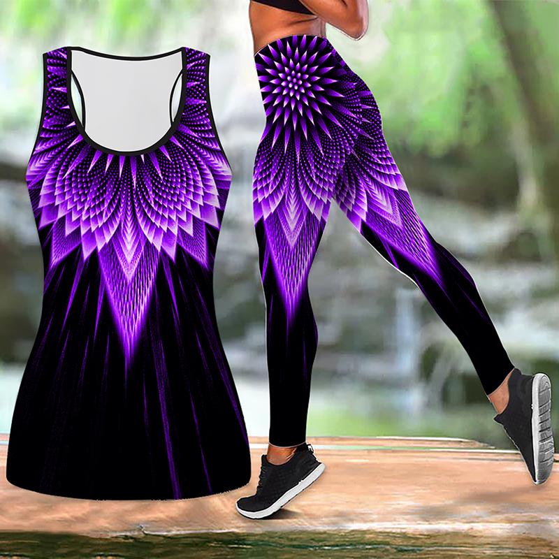 Luminous Beam Print Yoga Outfit for Women Fashion Workout Leggings Fitness Sports Casual Yoga Pants