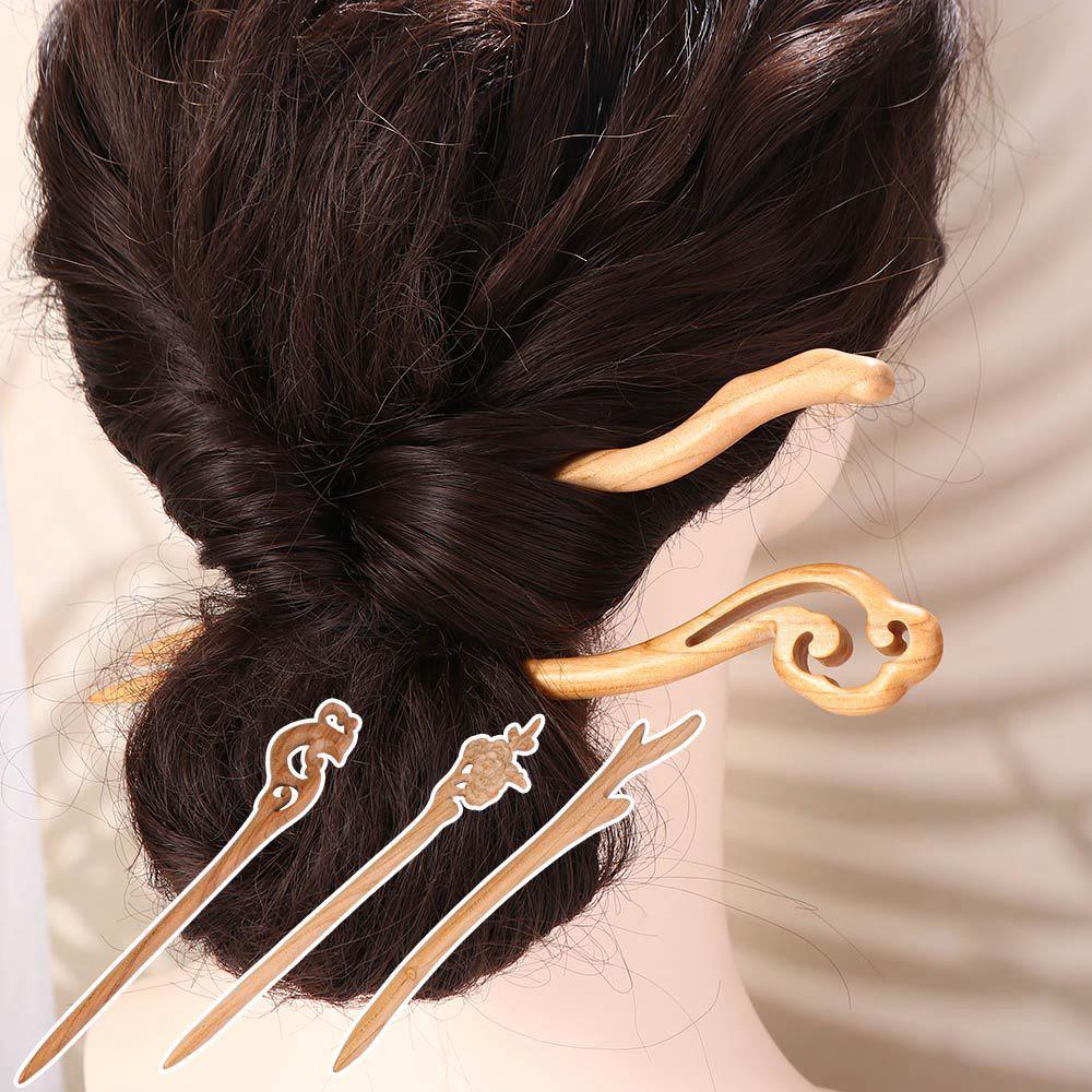 Braided Hairpins Cloud Korean Hair Clip Women Hanfu Hairpins Chinese Hair Fork Wooden Hair Sticks