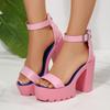 Модные сандалии на платформе и супервысоком каблуке, женская мода, круглый носок, открытый носок, один ремешок, нескользящая подошва, блочный каблук