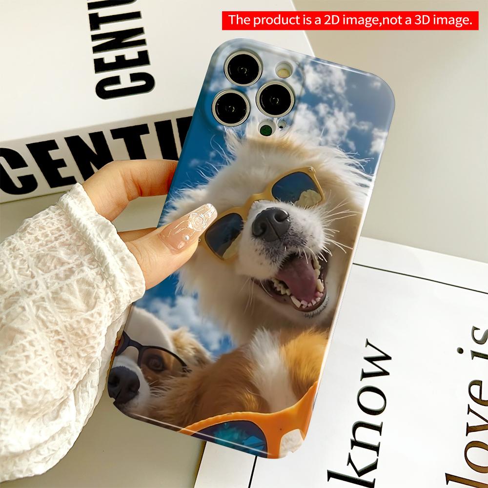 Sunglasses Dogs Sky Selfie Phone Case All inclusive film hard phone case, compatible with iPhone 18 Pro Max 17 16 15 14 13 12 11