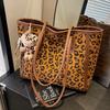 Вместительная сумка-тоут в стиле ретро с леопардовым принтом, модная и простая наплечная сумка, портативная женская сумка