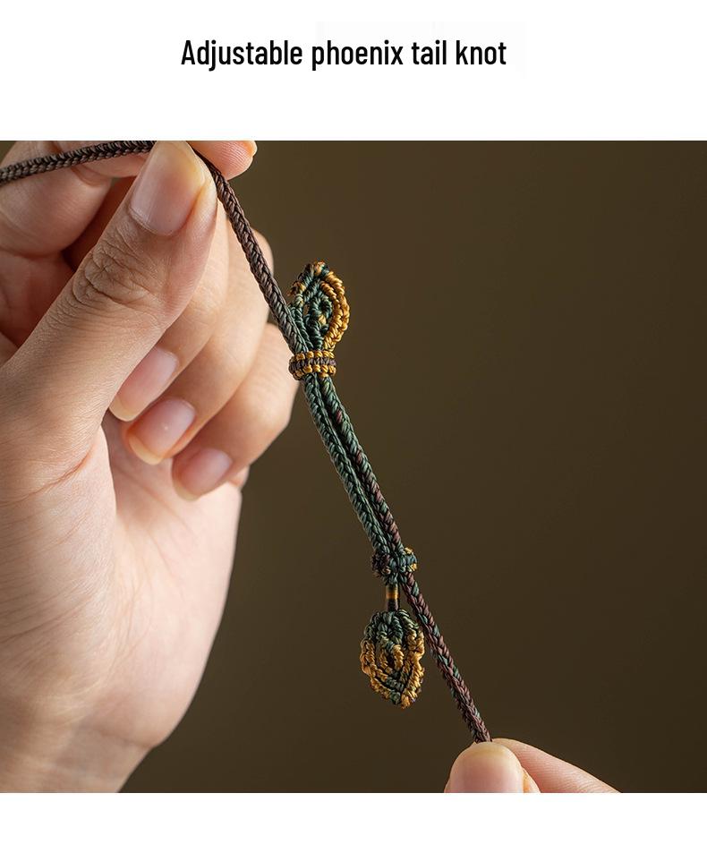 Роскошный плетеный вручную шнурок-подвеска из восьми нитей с нефритом