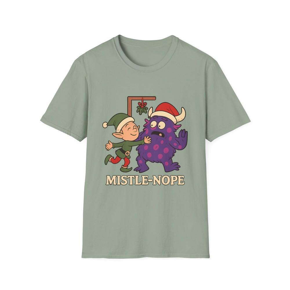 Unisex Softstyle T-Shirt Mistle-Nope Funny Christmas Monster Holiday Humor