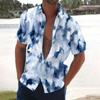 Men's Summer New Loose Print Short Sleeve Shirt Cardigan Beach Shirt
