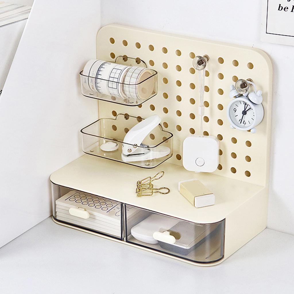 Pegboard Desktop Simple Multifunctional Plastic Storage Rack with Drawers for Stationery Headbands